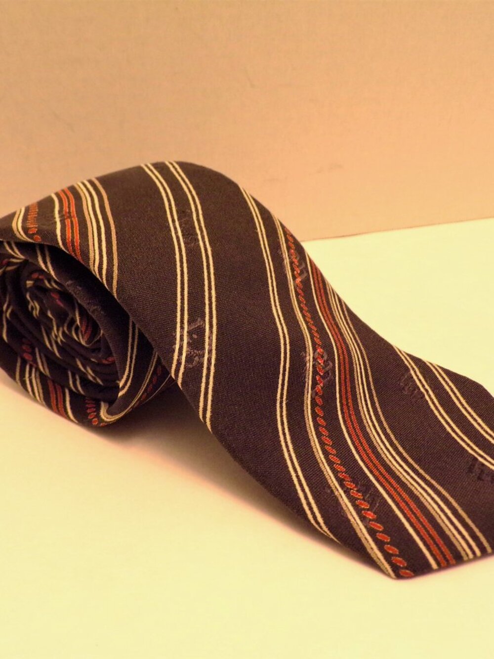 Dior Brown, Orange & Tan Striped Men's Tie